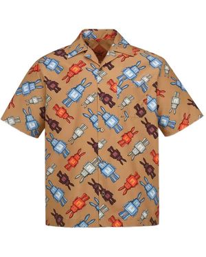 MCM Rabot Rabbit-Print Camp-Collar Shirt - Natural