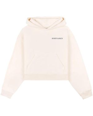 Sporty & Rich Felpa H&W Club Crop Con Cappuccio - Bianco