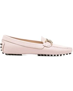 SERGIO MORETTI FIRENZE Chain-Link Pebble-Grain Loafers - Pink