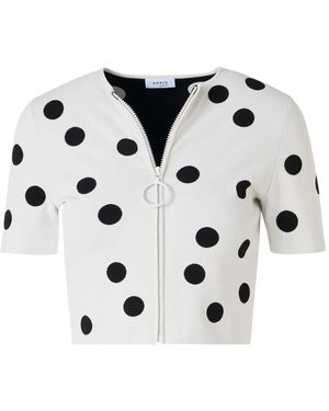 Akris Punto Gepunkteter Cropped-Cardigan - Schwarz