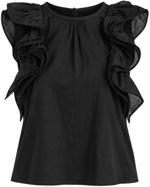 Kaos Ruffled-Sleeve Top - Black