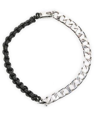 Plan C Leather-Braided Curb-Link Necklace - Metallic