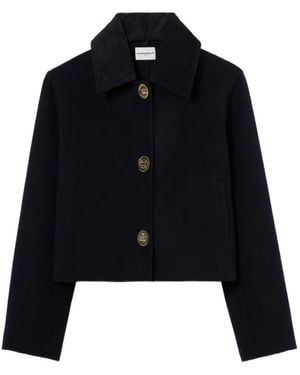 Claudie Pierlot Corduroy-Collar Cropped Jacket - Blue