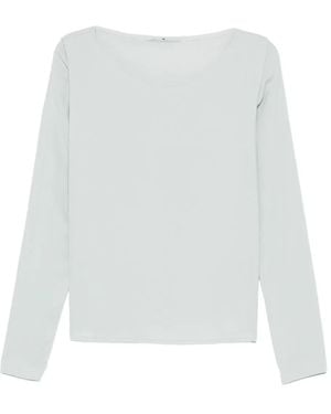 Ermanno Scervino Camiseta con cuello barco y manga larga - Blanco