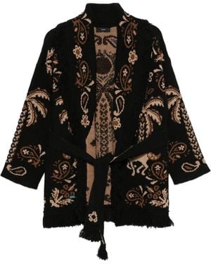 Alanui Intarsien-Cardigan Mit Fransenbesatz - Schwarz