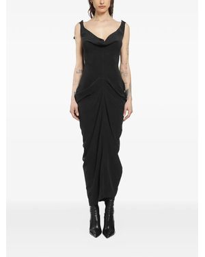 Yehuafan Silk Midi Dress - Black