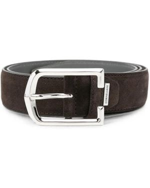 Corneliani Suede Logo-Plaque Belt - Black