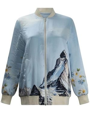 SLEEP NO MORE Floral-Print Jacket - Blue