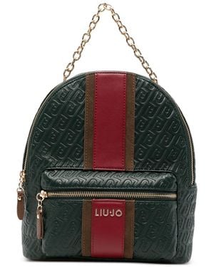 Liu Jo Monogram-Embossed Stripe-Detail Backpack - Multicolor