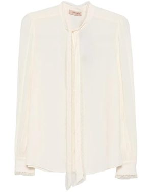 Twinset Blouse À Col Lavallière - White