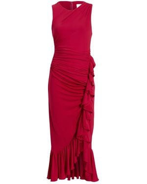 Cinq À Sept Fatima Sleeveless Ruffled Midi Dress - Red
