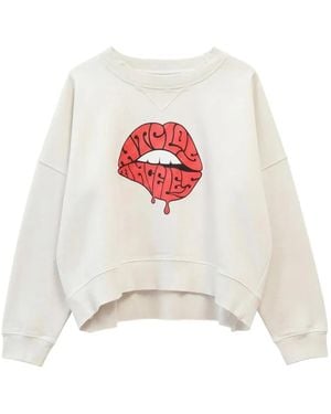 HTC Lip-Print Studded Sweatshirt - White