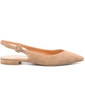 Julie Dee Slingback Flat Court Shoes - Natural