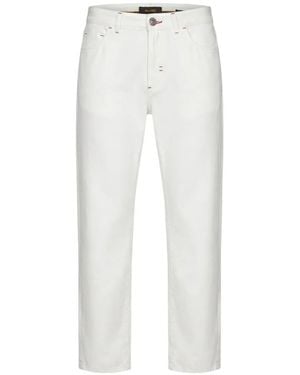 Moorer Logo-Patch Straight-Leg Jeans - White