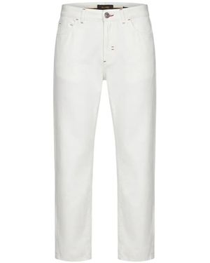 Moorer Straight-Leg-Jeans Mit Logo-Patch - Weiß