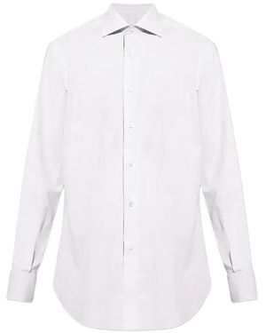 Brioni Chemise À Boutonnière Sur Le Devant - White