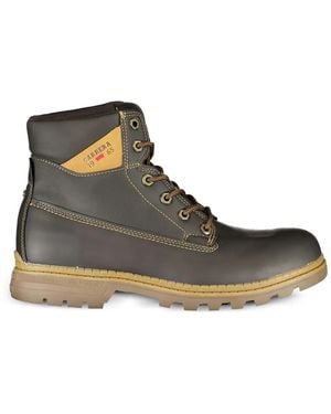 Carrera Lace-Up Contrast-Topstitching Boots - Brown