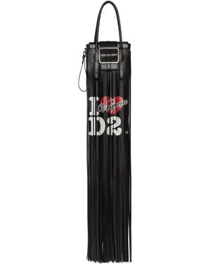 DSquared² Slogan-Print Shoulder Bag - Black