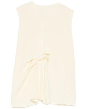 JNBY Camiseta Plisada Sin Mangas Con Cuello En V - Blanco