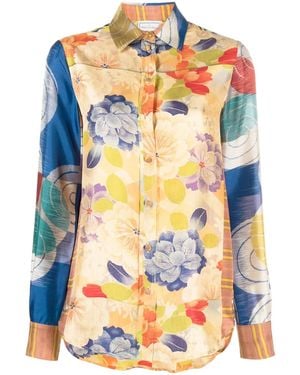 Pierre Louis Mascia Floral-print Silk Shirt - Orange