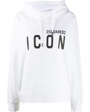 DSquared² Icon Print Hoodie - White