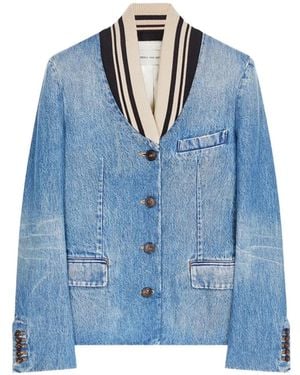 Dries Van Noten Blazer Denim Aderente - Blu