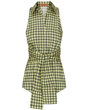 Simon Miller Inna Gingham-Print Sleeveless Shirt - Green