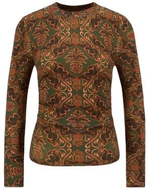 FARM Rio Luana Patterned Long-Sleeve Top - Marron
