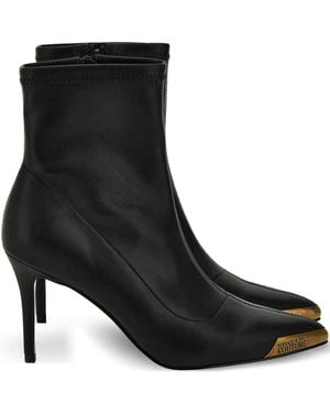 Versace Jeans Couture Metallic-Toe Slip-On Boots - Black