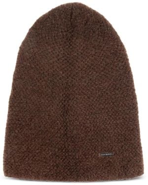 DSquared² Logo-Plaque Textured Beanie - Brown