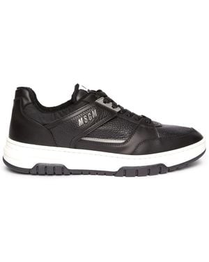MSGM Panelled Leather Trainers - Black