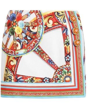 Dolce & Gabbana Carretto-Print Fabric Mini Skirt - Red