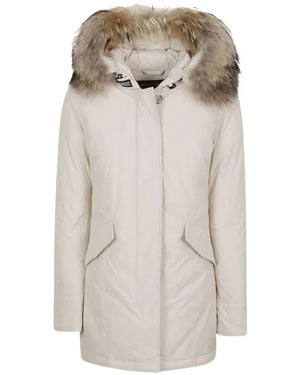 Woolrich Fur-Trim Hooded Coat - Natural