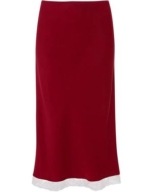Victoria Beckham Lace Trim Slip ミディスカート - レッド