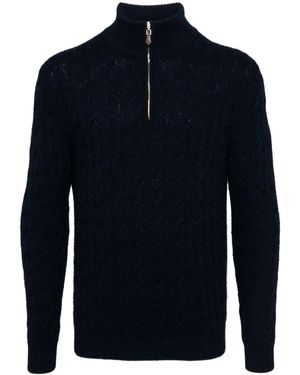 N.Peal Cashmere Albemarle Cable Jumper - Blue