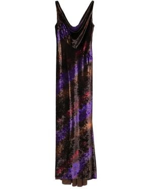 Amsale Printed Gown Dress - Purple