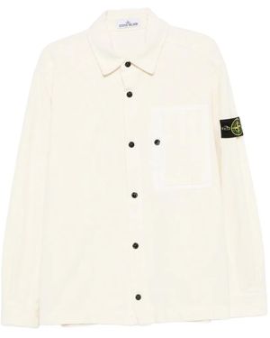 Stone Island Corduroy-Texture Chest-Pocket Shirt - Natural