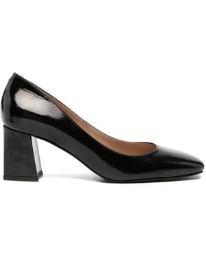SERGIO MORETTI FIRENZE Patent-Finish Square-Toe Court Shoes - Black
