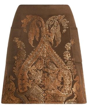 Etro Printed Metallic-Effect Mini Skirt - Brown