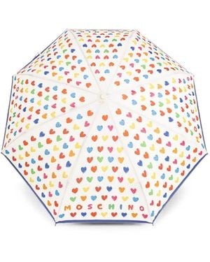 Moschino Ombrello Con Stampa A Cuori - Bianco