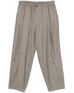 Giorgio Armani Silk And Linen Single-Pleat Trousers - Grey