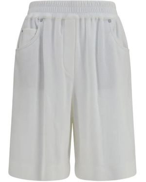Brunello Cucinelli Bermudas De Algodón Con Cinturilla Elástica - Gris