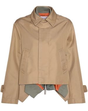 Sacai Giacca Crop Con Design A Strati - Neutro