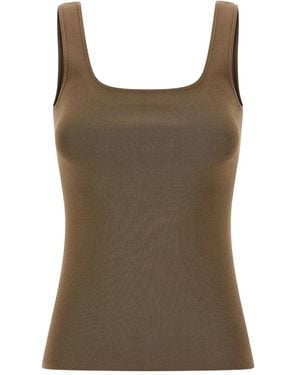 Entire studios Square-Neck Knit Top - Brown