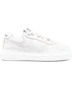 Miu Miu Bleached Leather Trainers - White