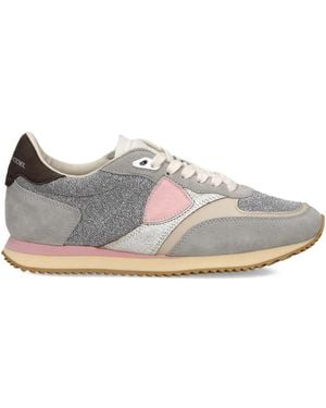 Philippe Model Blville Glitter-Effect Sneakers - Grey