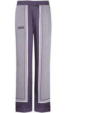 Balmain Vertical-Print Straight-Leg Trousers - Purple