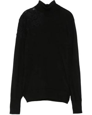 Ermanno Scervino Lace-Panel Turtleneck Sweater - Black