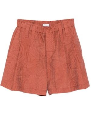 Brunello Cucinelli Geometric Pattern Shorts - Red