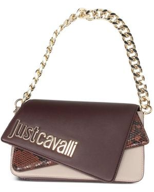 Just Cavalli Logo-Plaque Cross Body Bag - Brown
